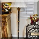 DL02. Marble and brass floor lamp with column design. 62”h